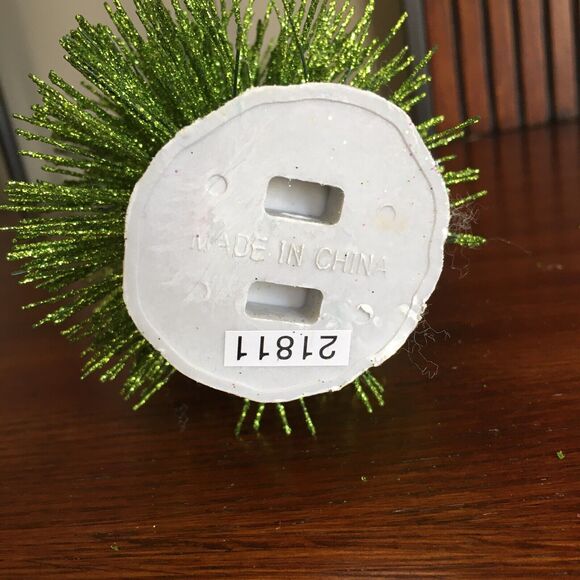 4 Green Glitter Tabletop Decor Bottle Brush Christmas Trees Snow Base 9" x 4" - Picture 8 of 12